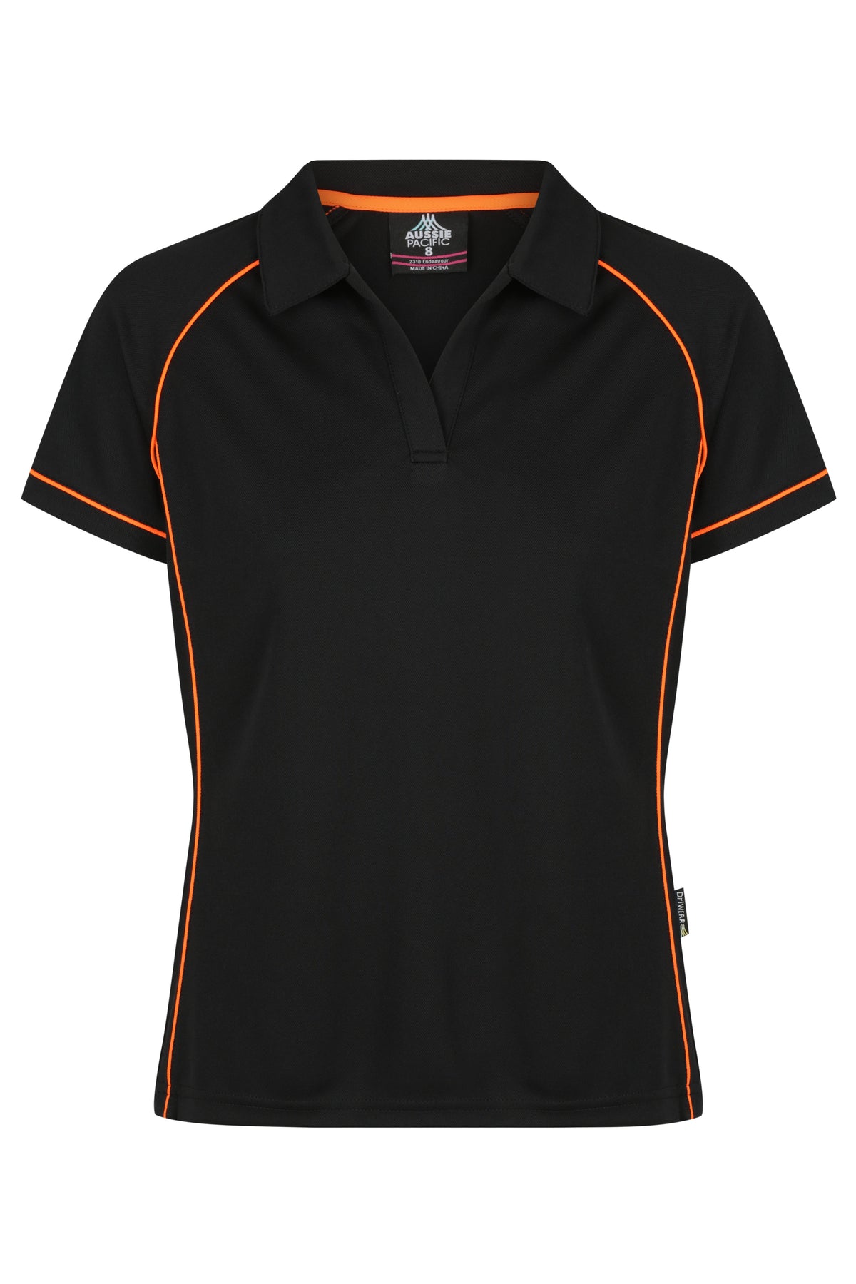 Aussie Pacific Endeavour Ladies Polo 2310 - Black/Orange