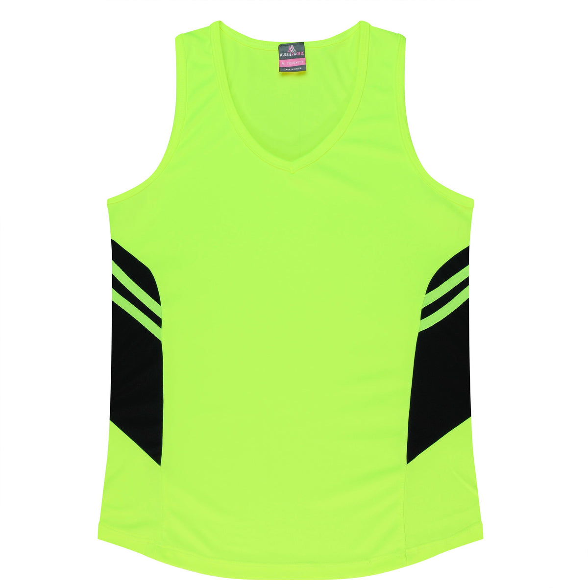 Aussie Pacific Tasman Ladies Singlet 2111 - Neon Yellow/Black