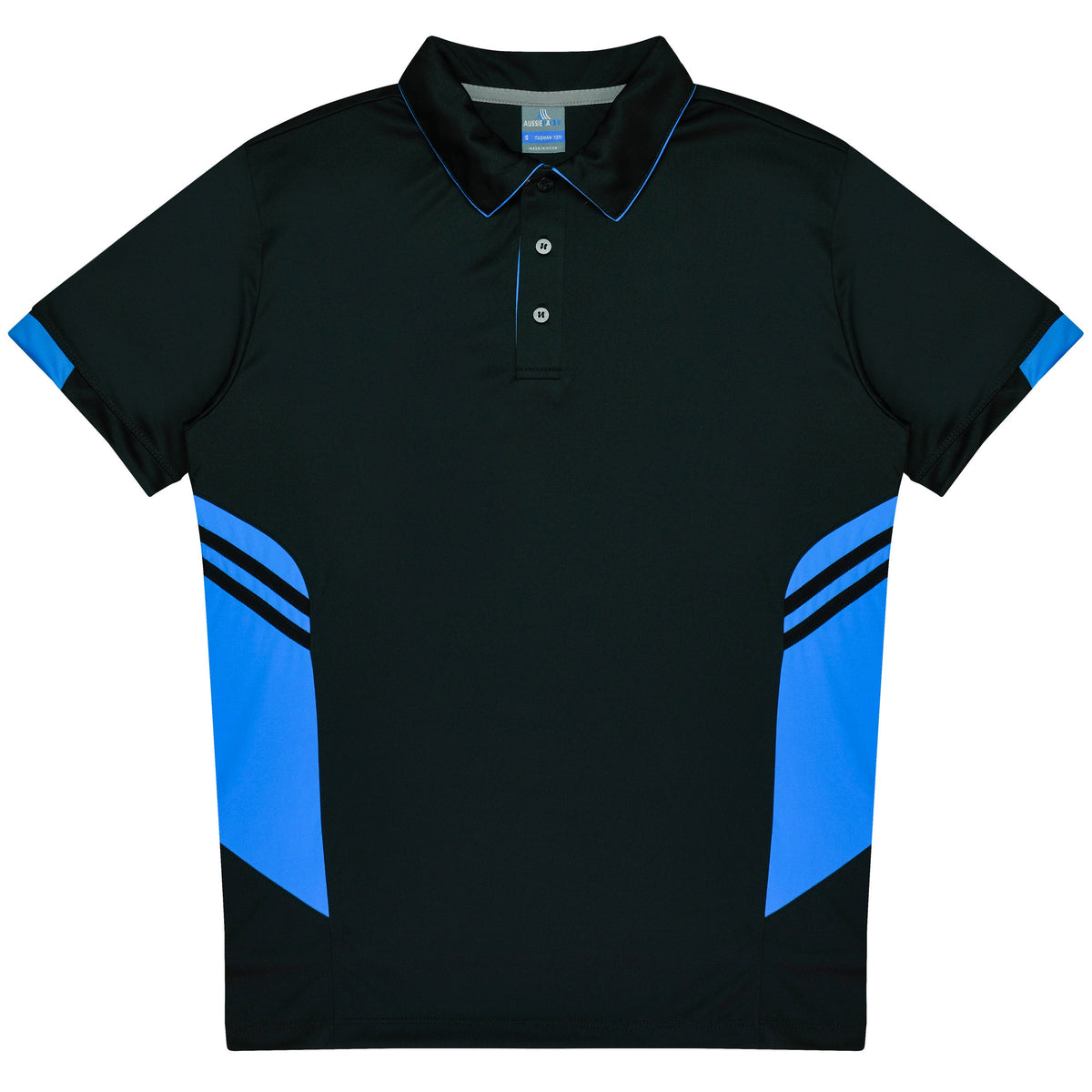 Aussie Pacific Tasman Kids Polo 3311 - Black/Cyan