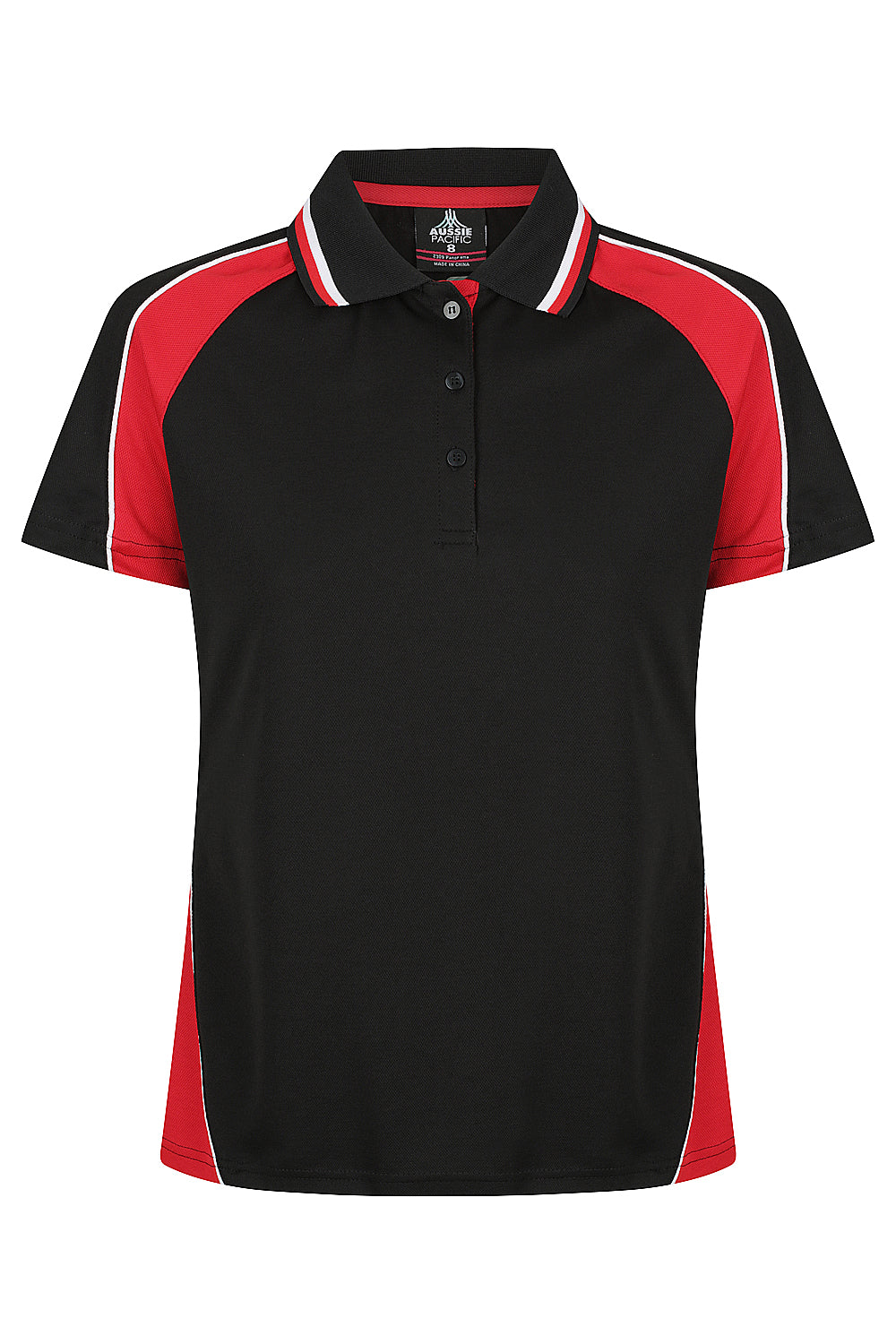 Aussie Pacific Panorama Ladies Polo 2309 - Black/Red/White