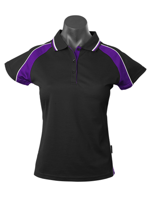 Aussie Pacific Panorama Ladies Polo 2309 - Black/Electric Purple/White
