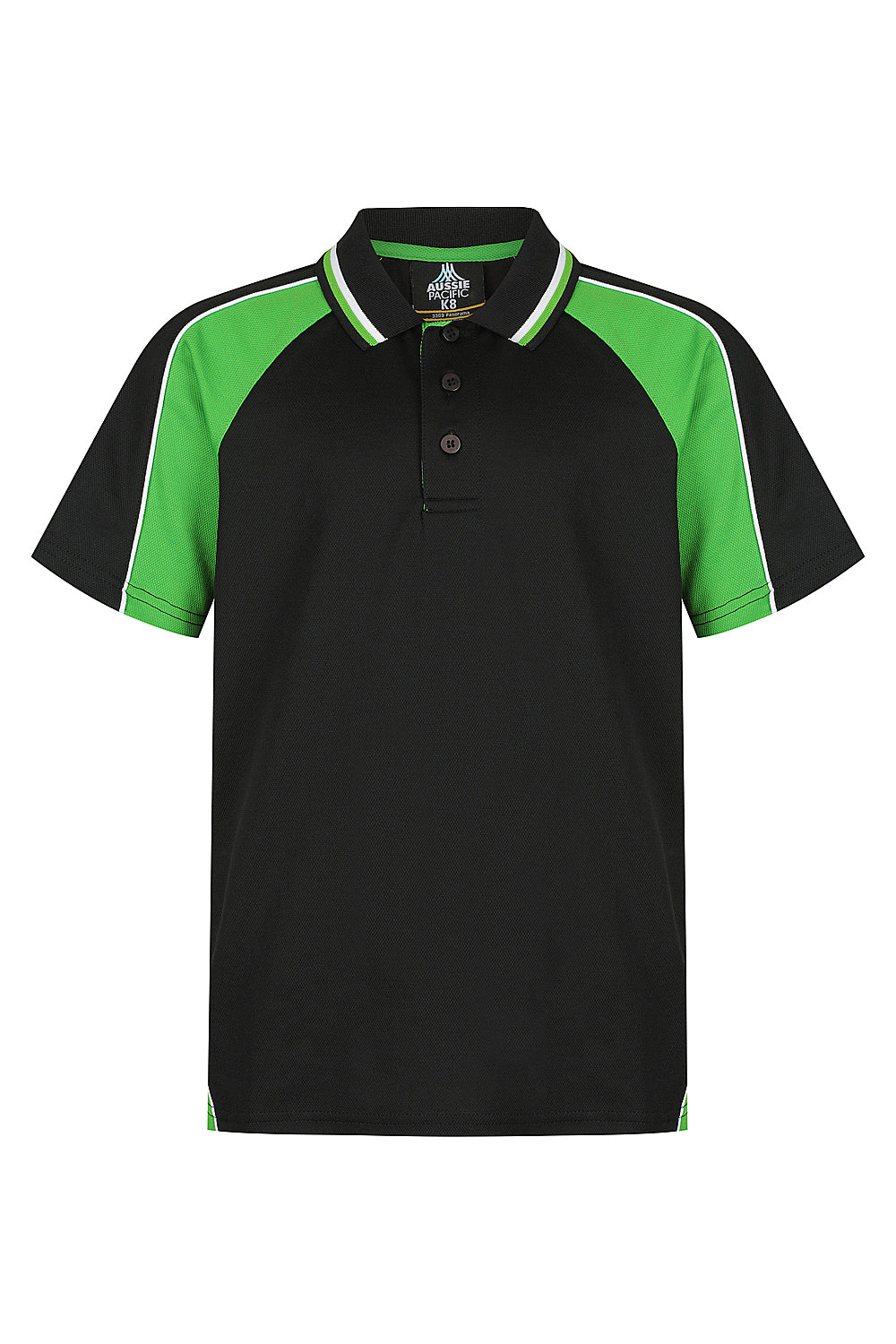Aussie Pacific Panorama Kids Polo 3309 - Black/Kawa Green/White