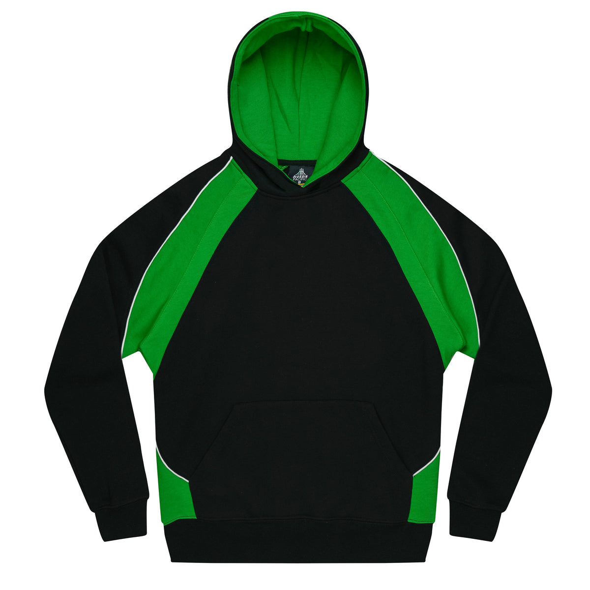 Aussie Pacific Huxley Kids Hoodie 3509 - Black/Kawa Green/White