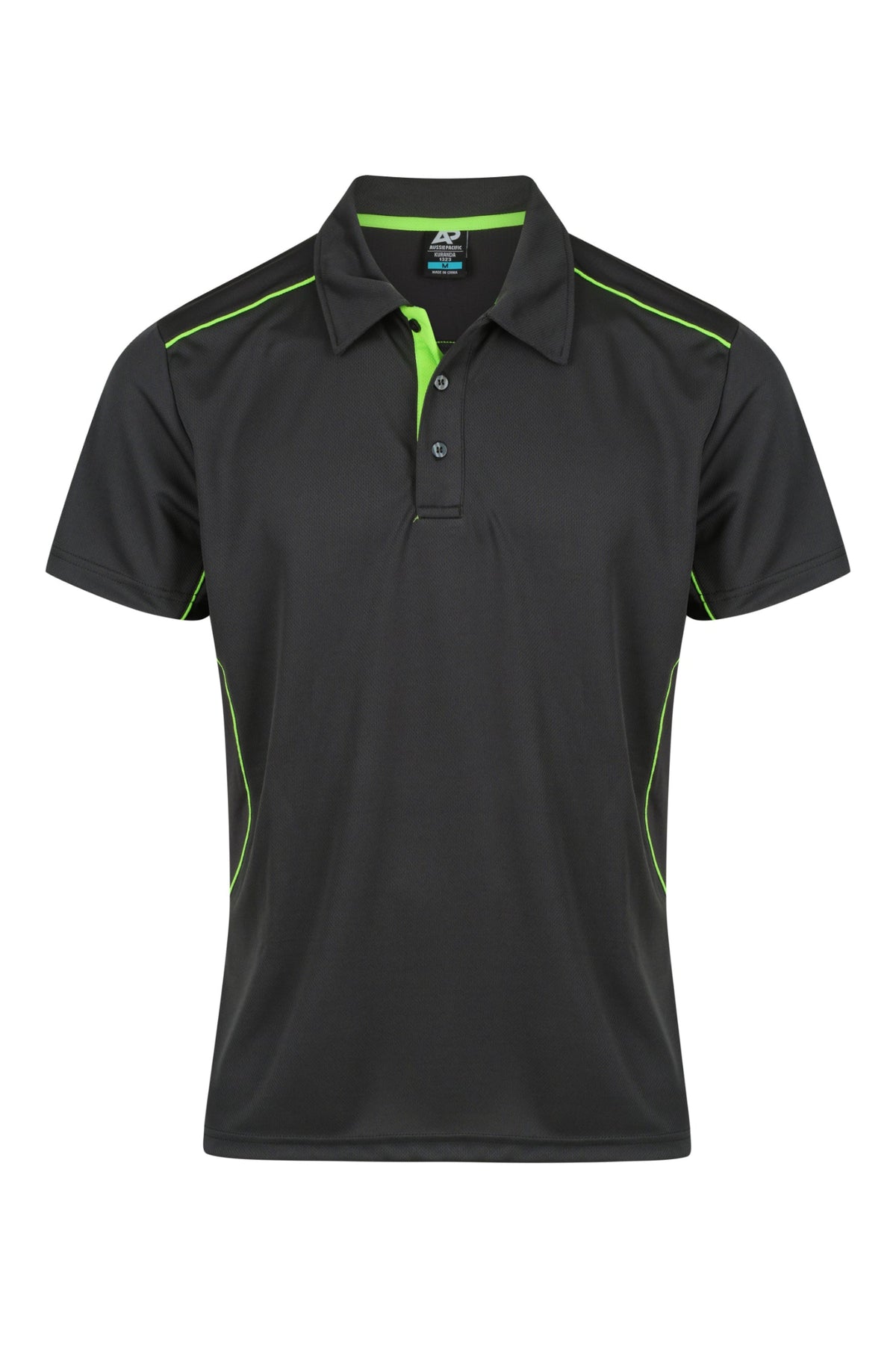 Aussie Pacific Kuranda Men's Polo 1323 - Slate/Fluro Green