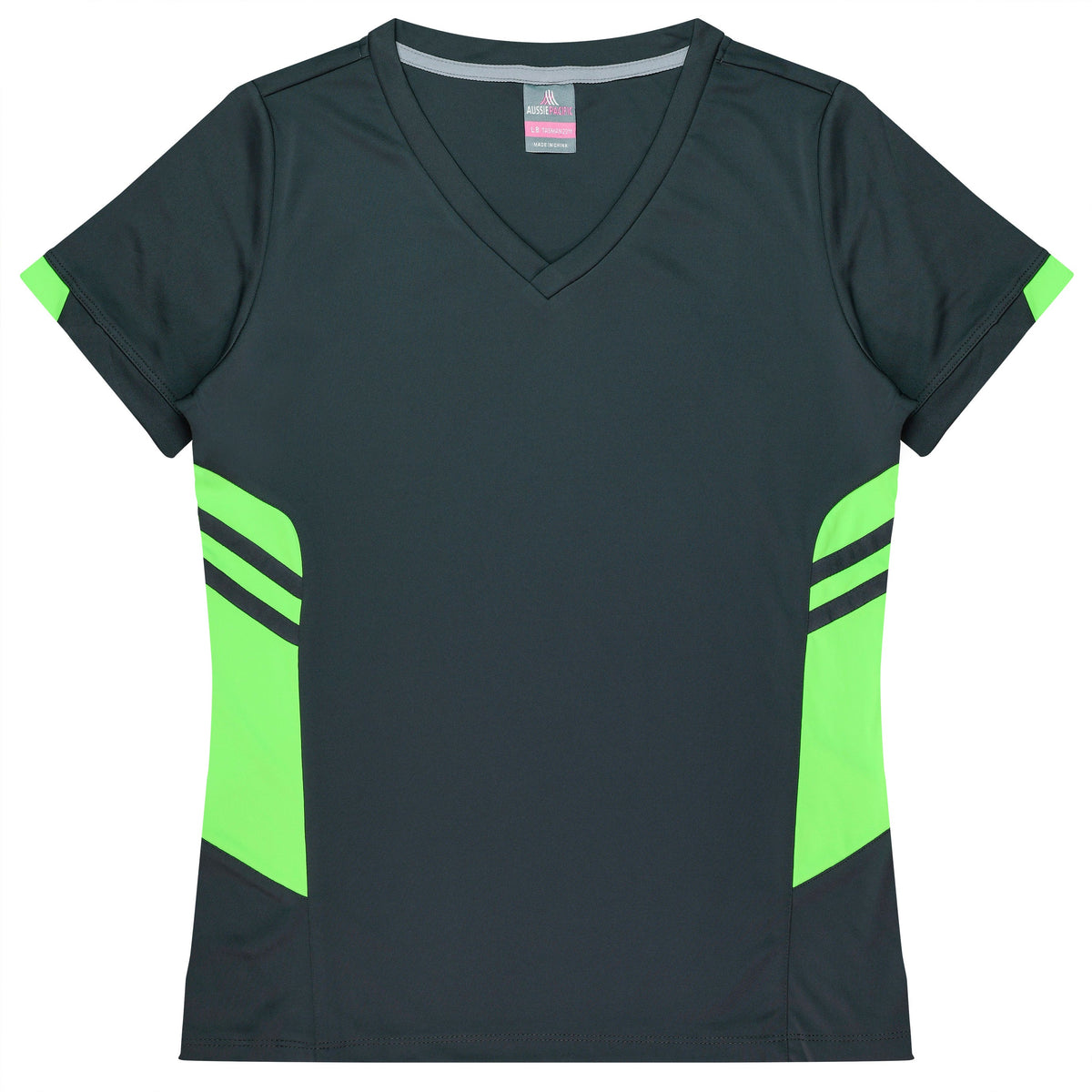 Aussie Pacific Tasman Ladies Tee 2211 - Slate/Neon Green