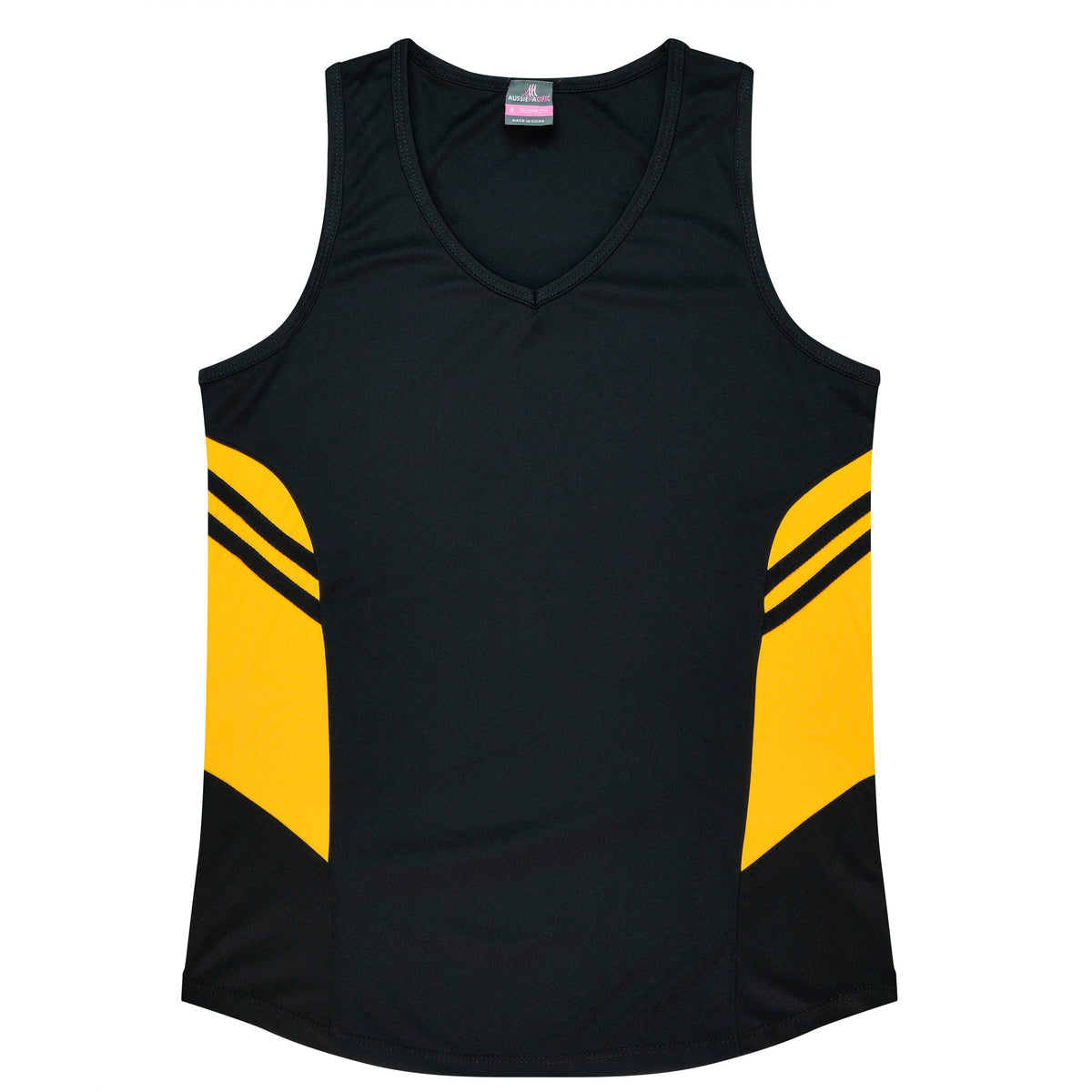 Aussie Pacific Tasman Ladies Singlet 2111 - Black/Gold