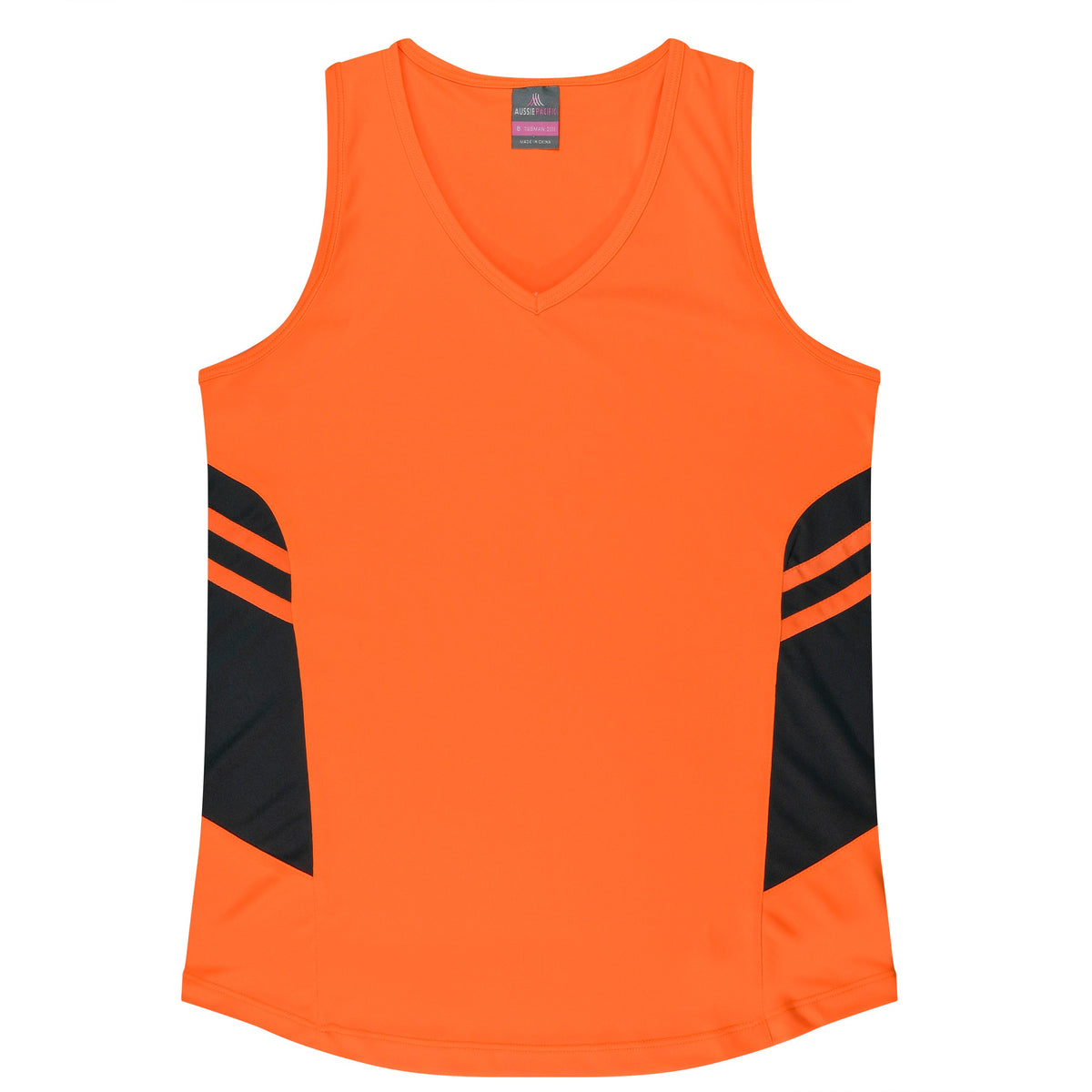 Aussie Pacific Tasman Ladies Singlet 2111 - Neon Orange/Slate