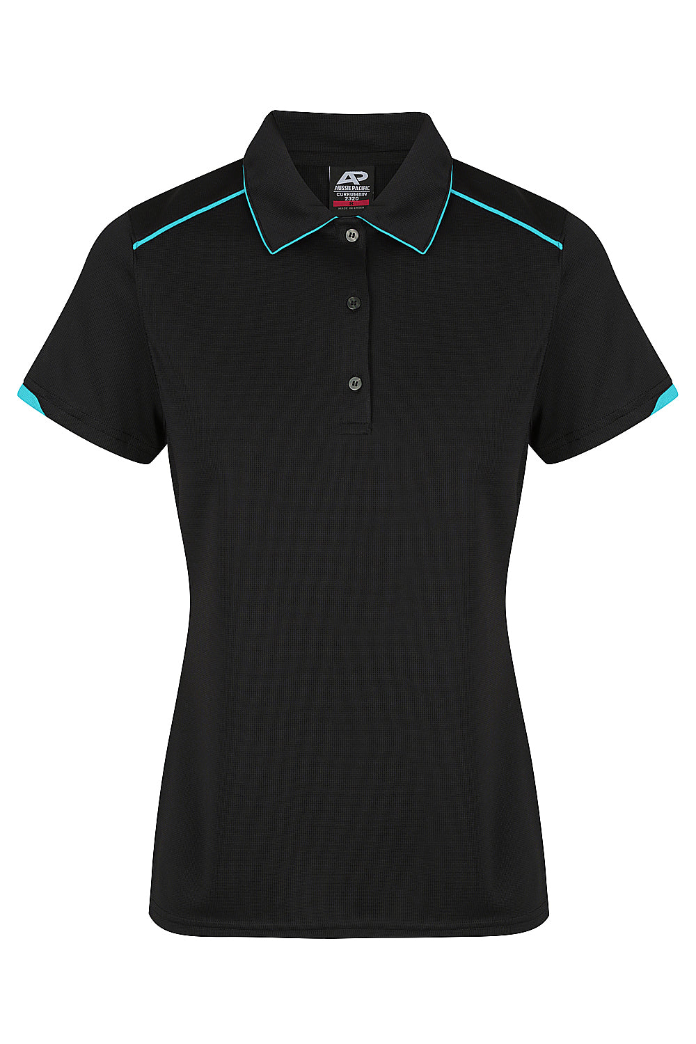 Aussie Pacific Currumbin Ladies Polo 2320 - Black/Cyan