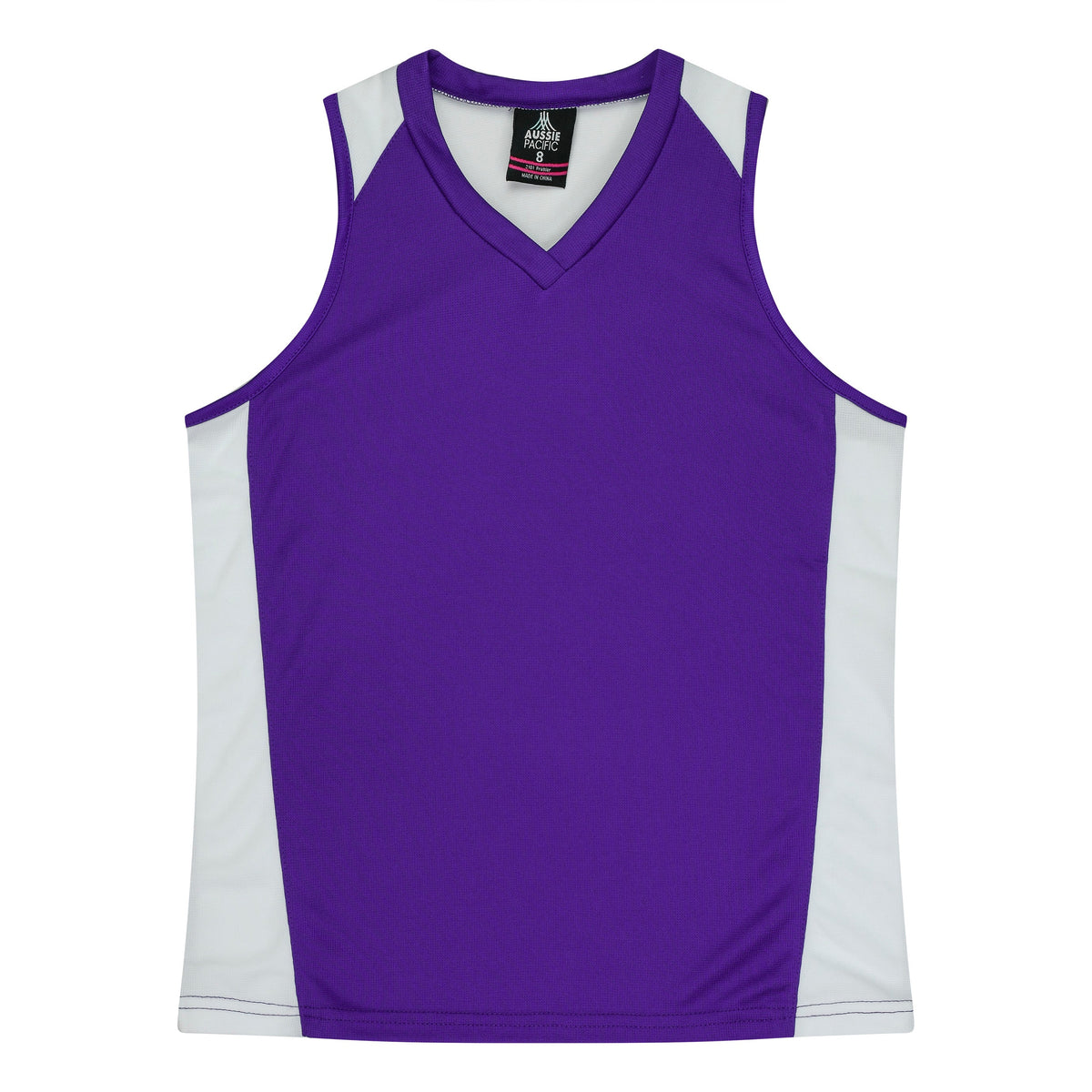 Aussie Pacific Premier Ladies Singlet 2101 - Purple/White