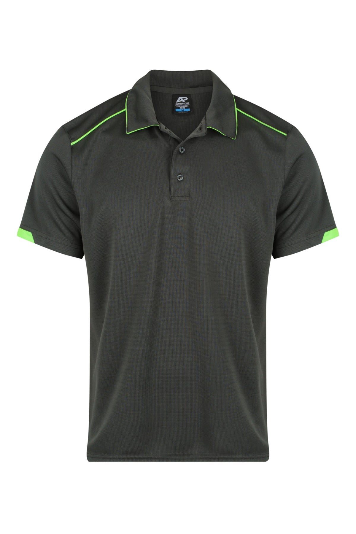 Aussie Pacific Currumbin Men's Polo 1320 - Slate/Hi Viz Green