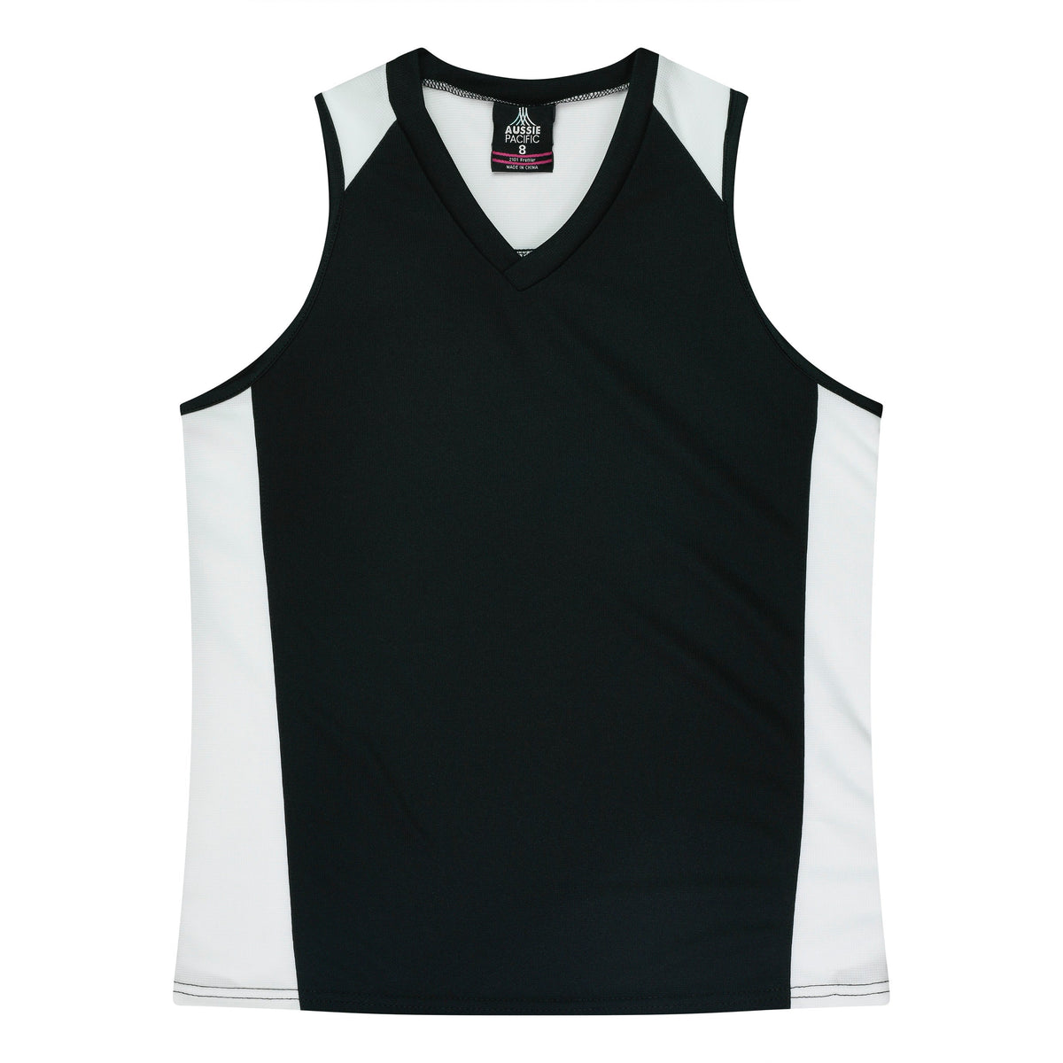 Aussie Pacific Premier Ladies Singlet 2101 - Black/White