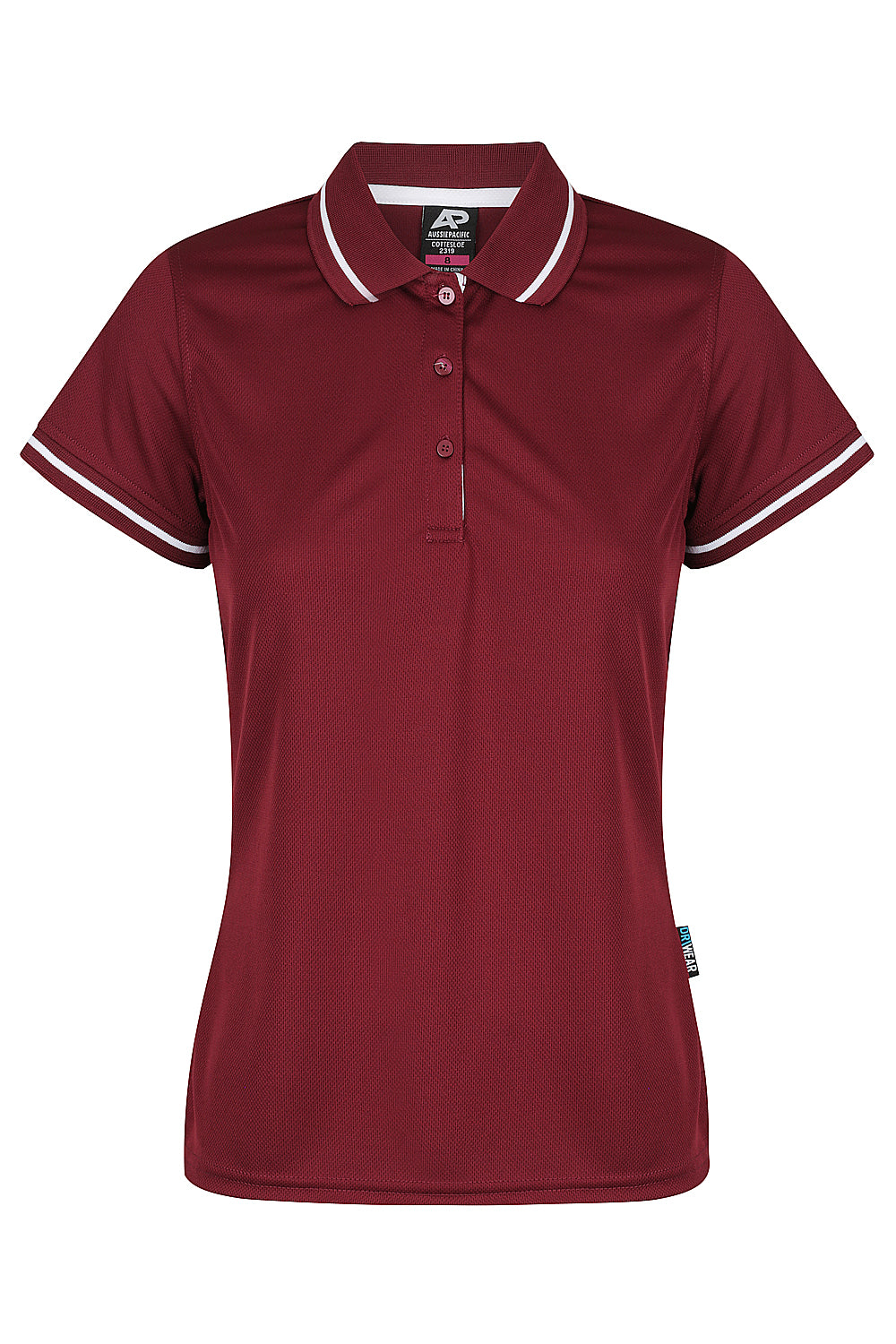 Aussie Pacific Cottesloe Ladies Polo 2319 - Maroon/White