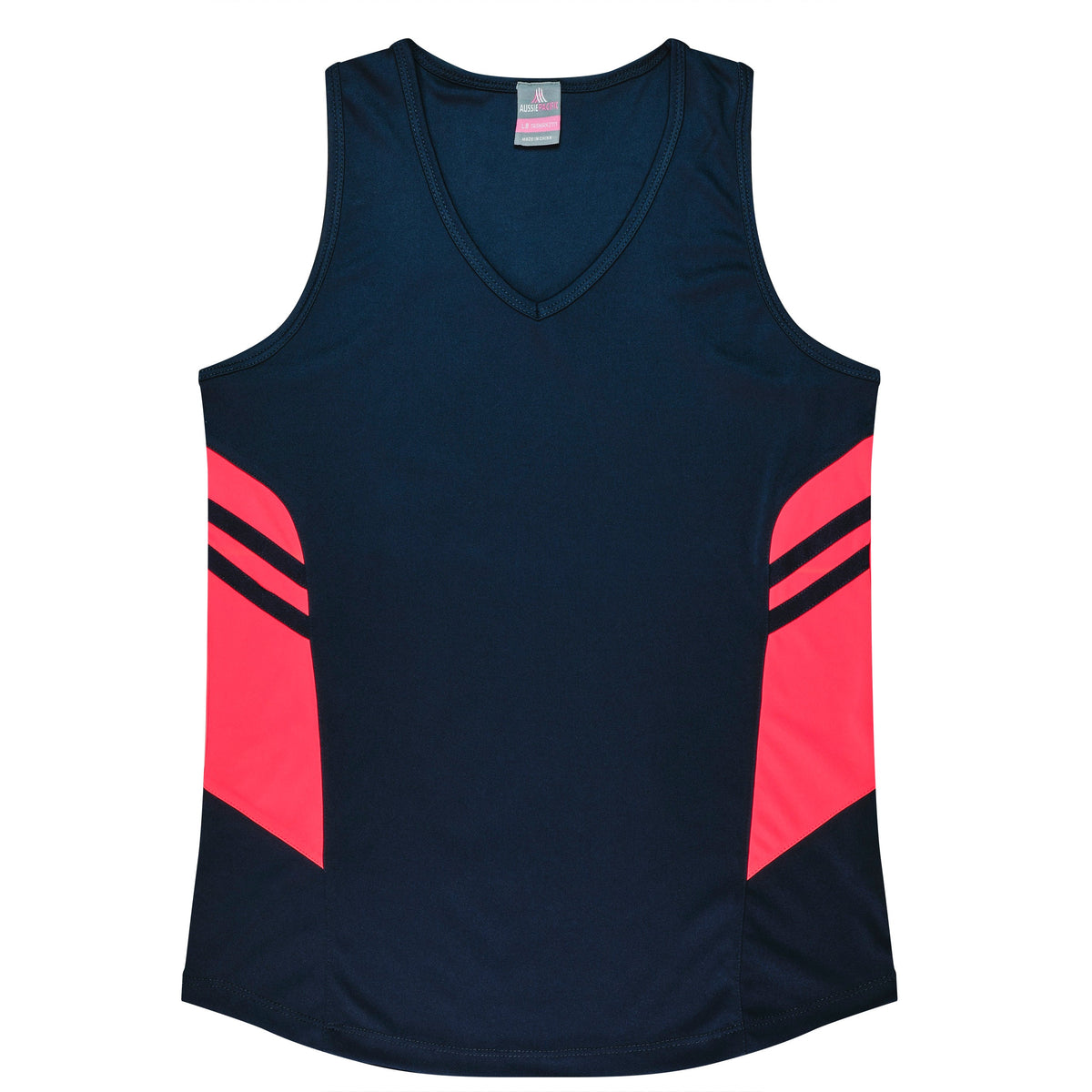 Aussie Pacific Tasman Ladies Singlet 2111 - Navy/Neon Pink