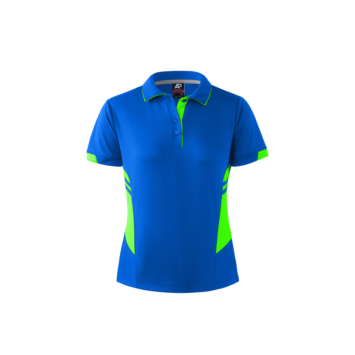 Aussie Pacific Tasman Ladies Polo 2311 - Cyan/Neon Green