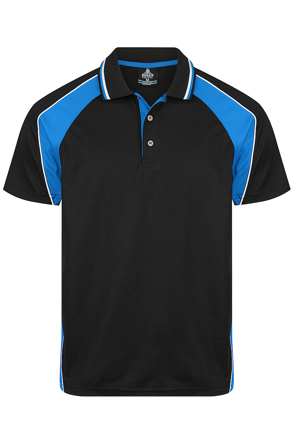 Aussie Pacific Panorama Men's Polo 1309 - Black/Electric Royal/White