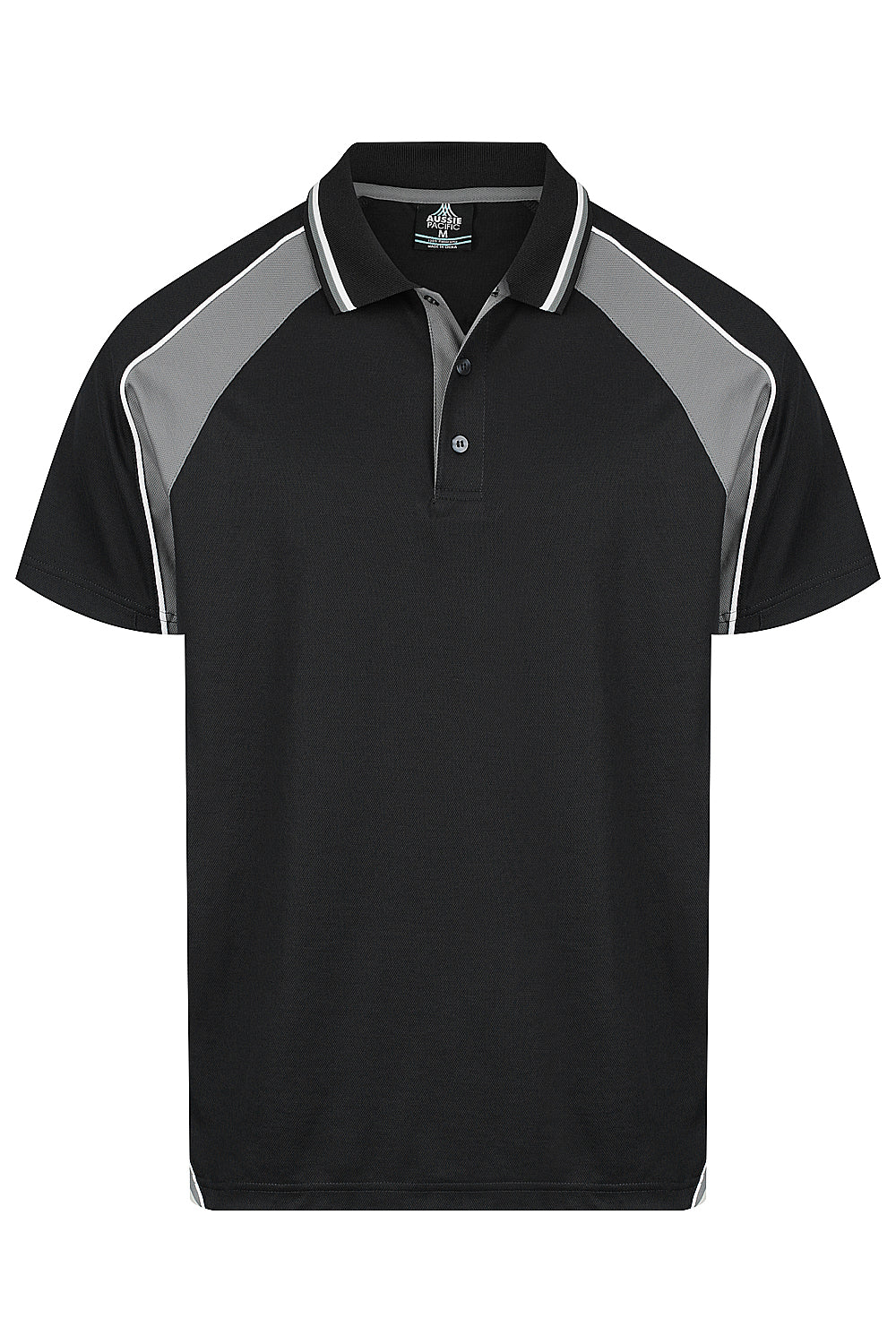Aussie Pacific Panorama Men's Polo 1309 - Black/Ashe/White