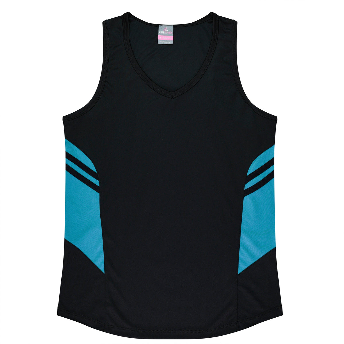 Aussie Pacific Tasman Ladies Singlet 2111 - Black/Teal