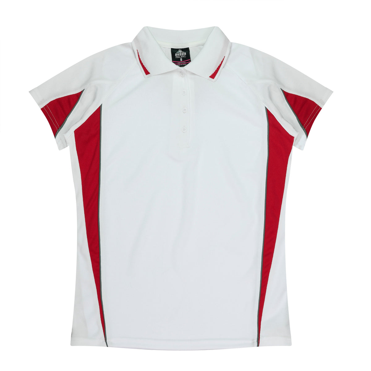 Aussie Pacific Eureka Ladies Polo 2304 - White/Red