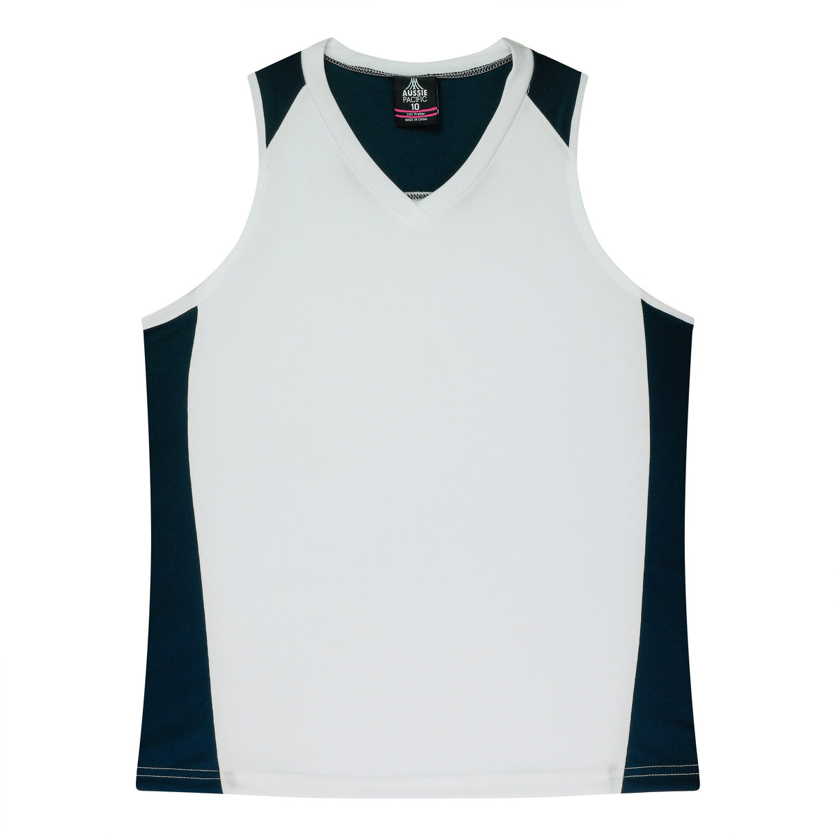 Aussie Pacific Premier Ladies Singlet 2101 - White/Navy