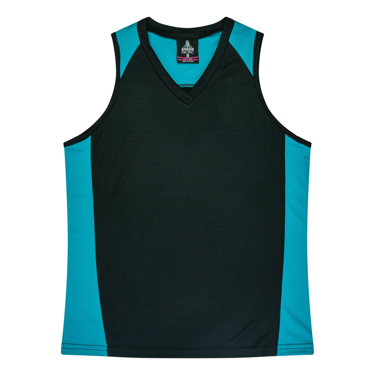 Aussie Pacific Premier Ladies Singlet 2101 - Black/Teal