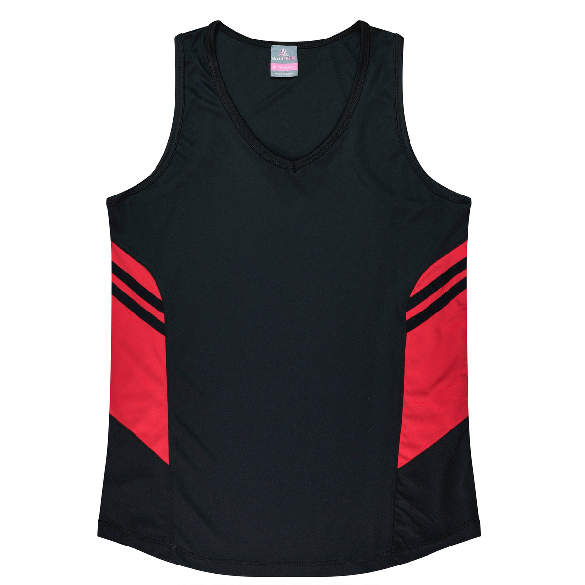 Aussie Pacific Tasman Ladies Singlet 2111 - Black/Red