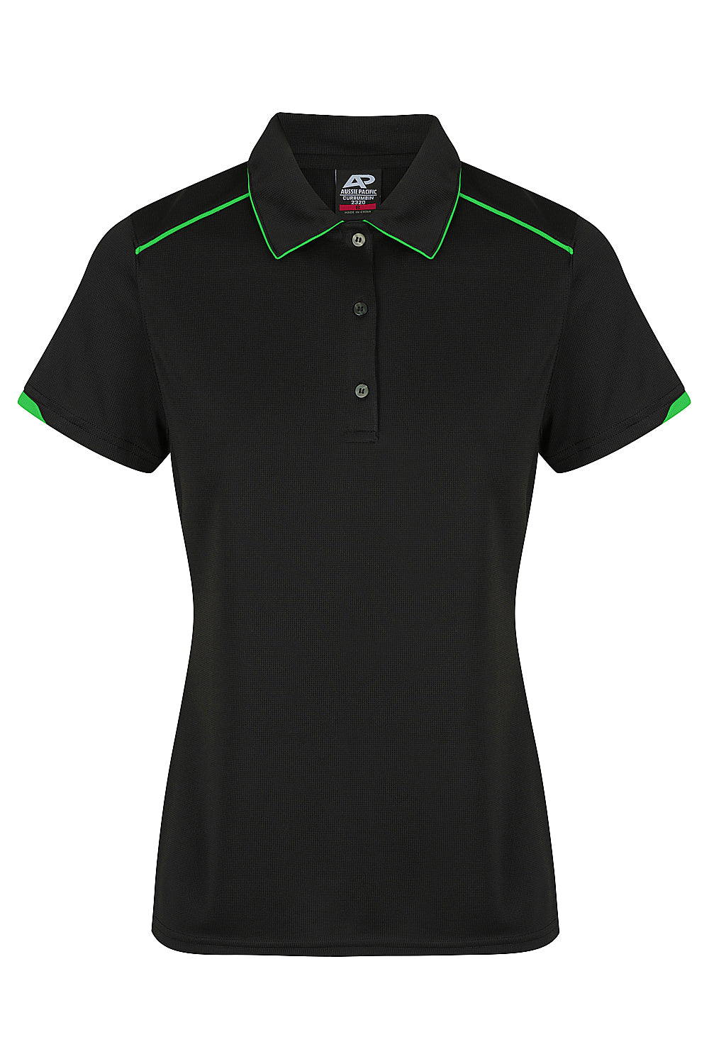 Aussie Pacific Currumbin Ladies Polo 2320 - Black/Kawa Green