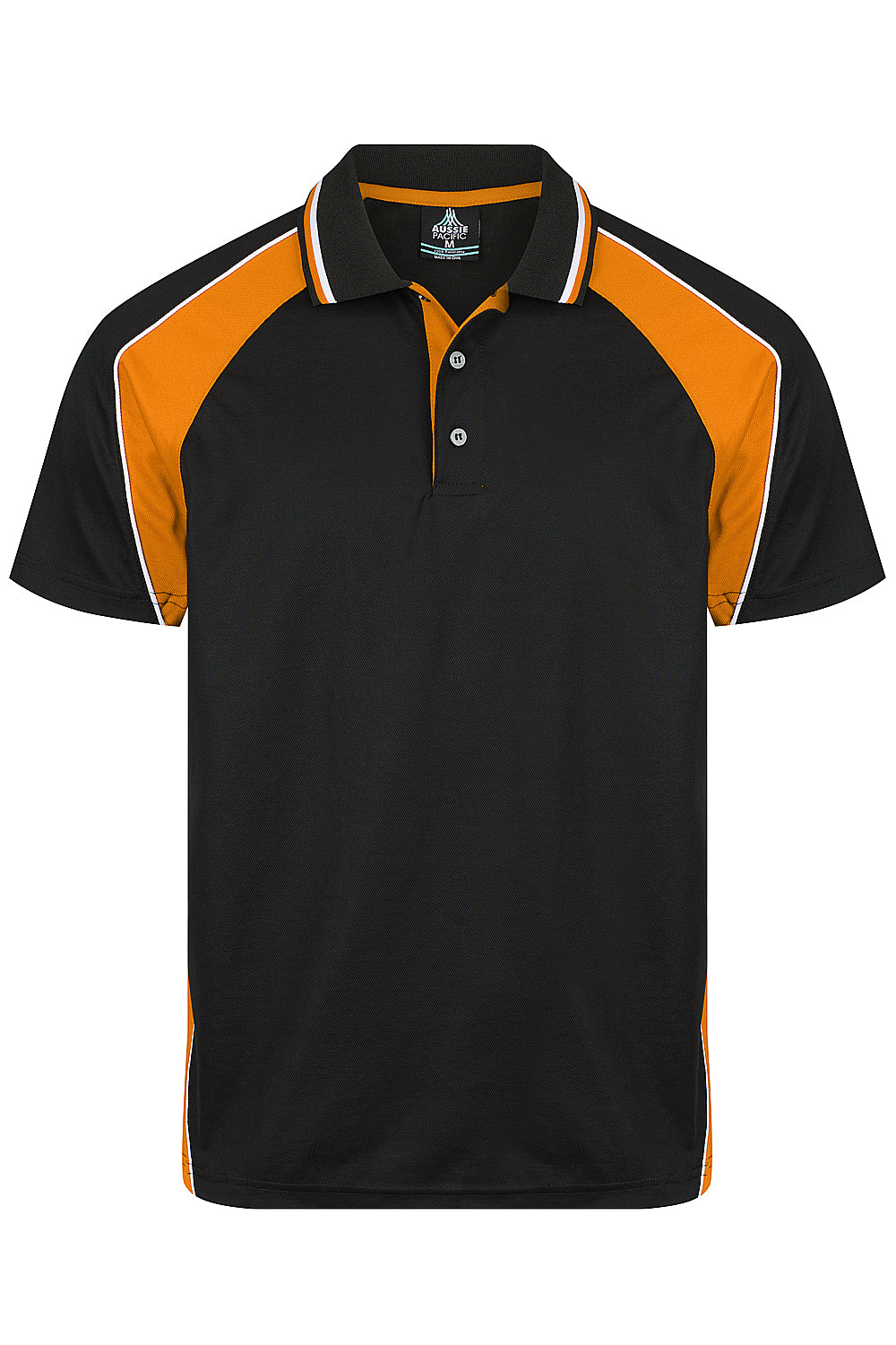 Aussie Pacific Panorama Men's Polo 1309 - Black/Electric Orange/White