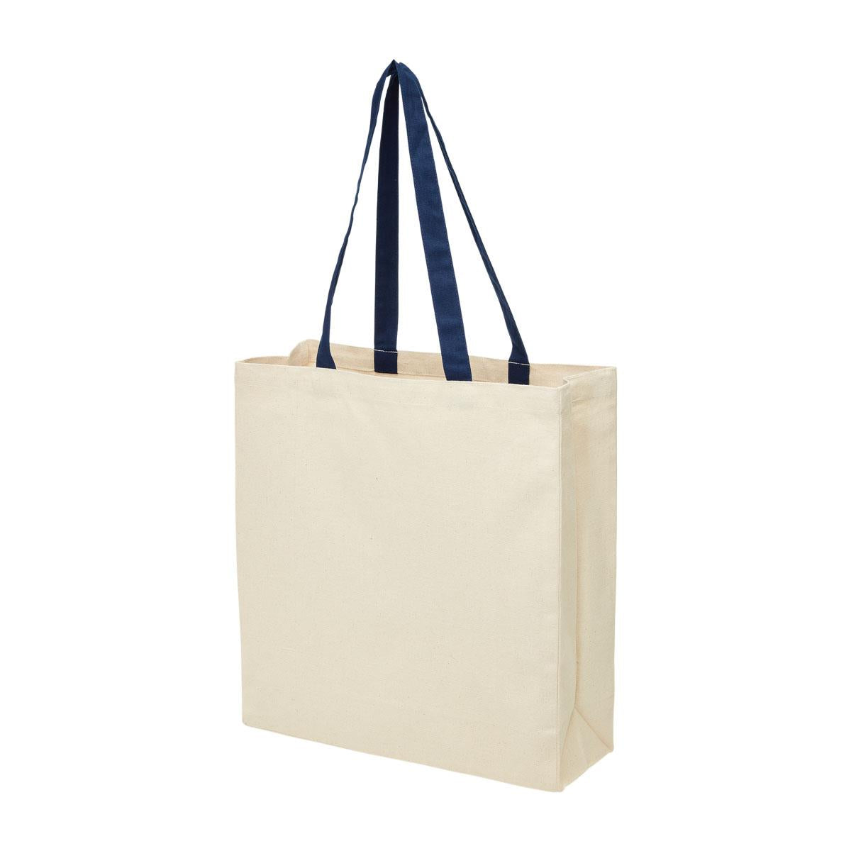 Heavy Duty Canvas Tote with Gusset - Natural / Navy - Front