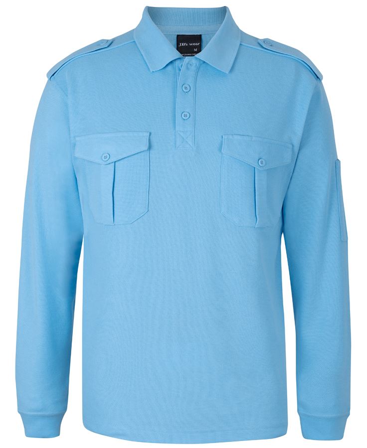 JB's L/S 250 Epaulette Polo - Lt Blue - Front