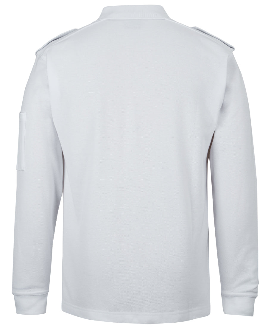 JB's L/S 250 Epaulette Polo - White - Back