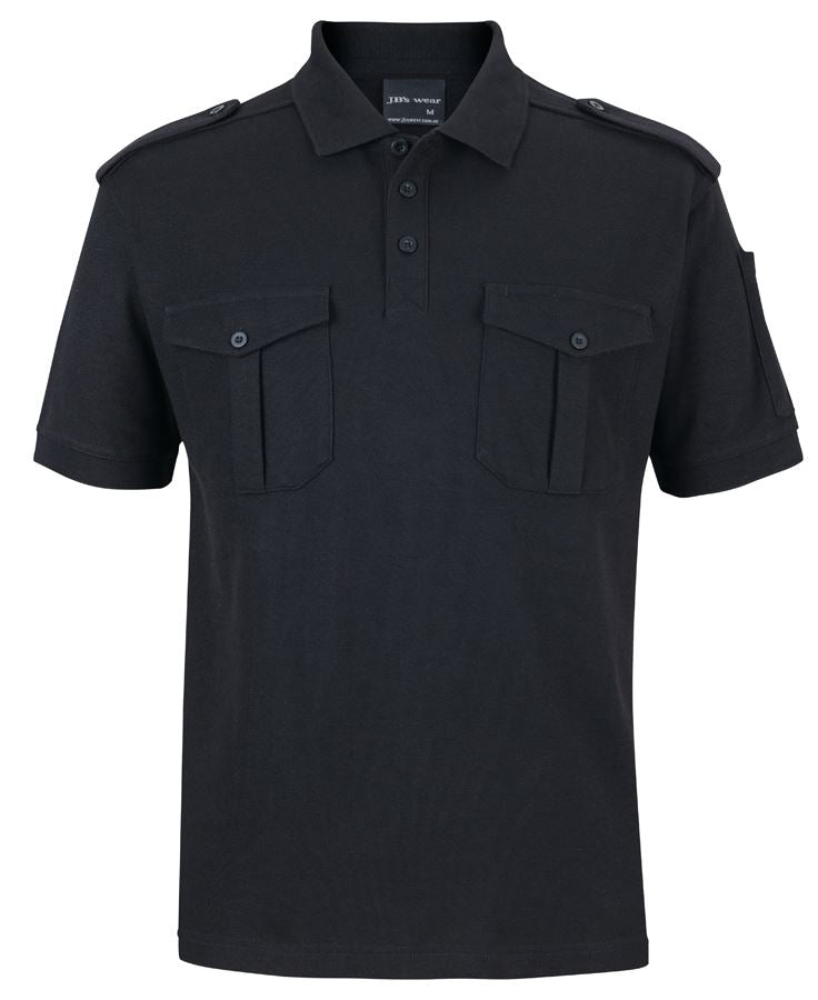 JB's S/S 250 Epaulette Polo - Black - Front