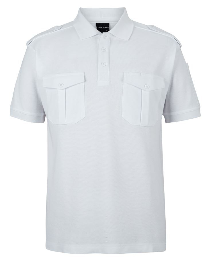 JB's S/S 250 Epaulette Polo - White - Front