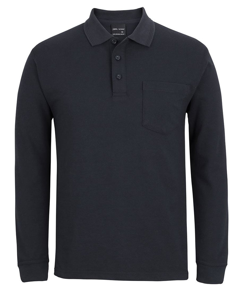 JB's 210 L/S Pocket Polo - Black - Front
