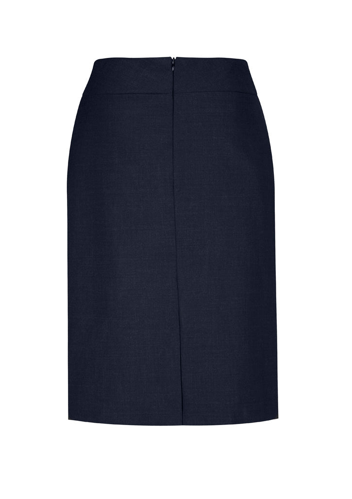 Comfort Wool Stretch Womens Relaxed Fit Lined Skirt - Navy - Back