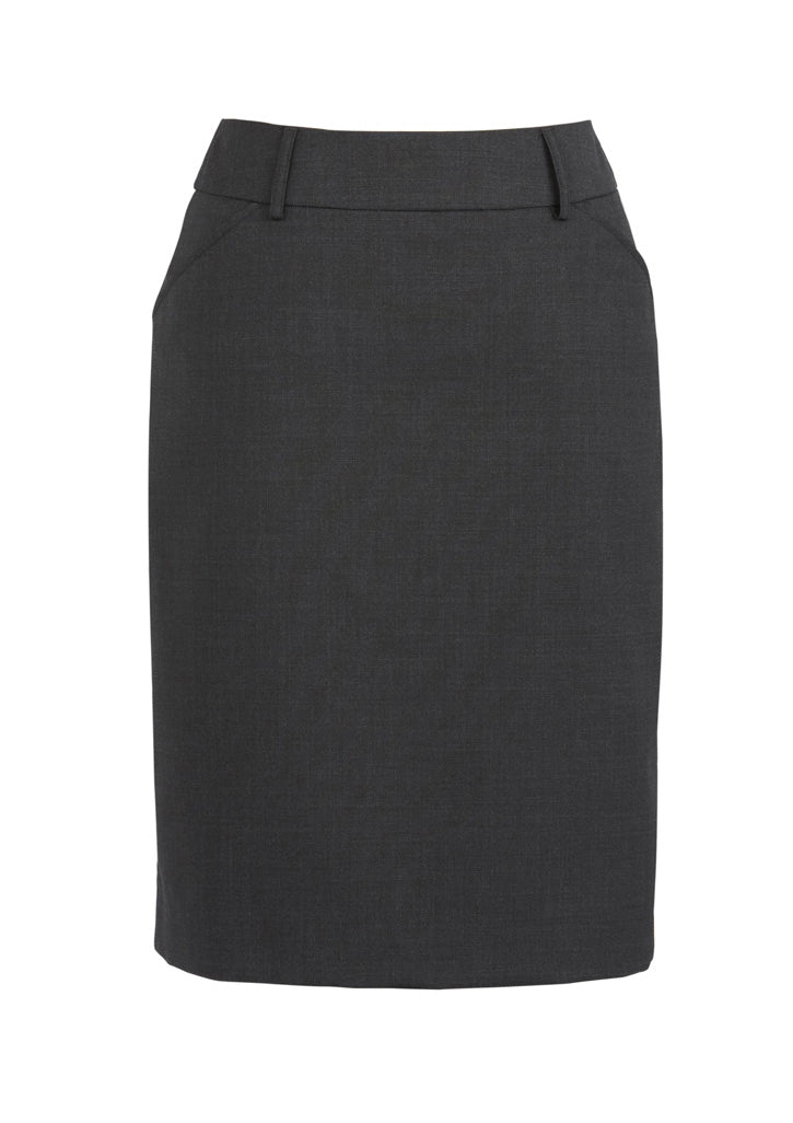 Comfort Wool Stretch Womens Multi-Pleat Skirt - Charcoal - Front