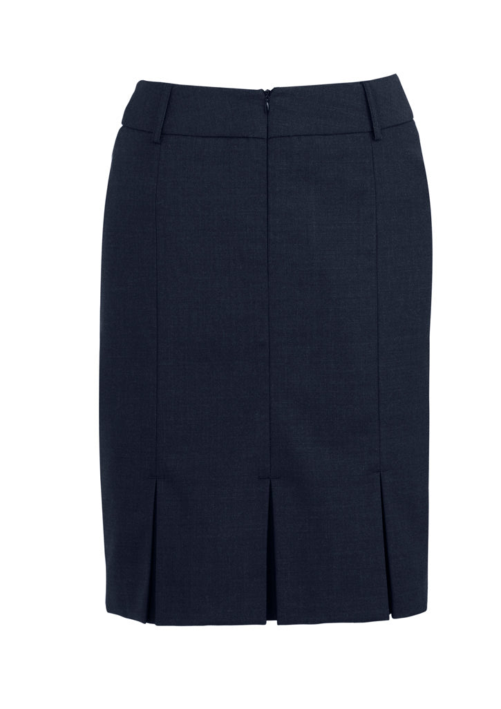 Comfort Wool Stretch Womens Multi-Pleat Skirt - Navy - Back