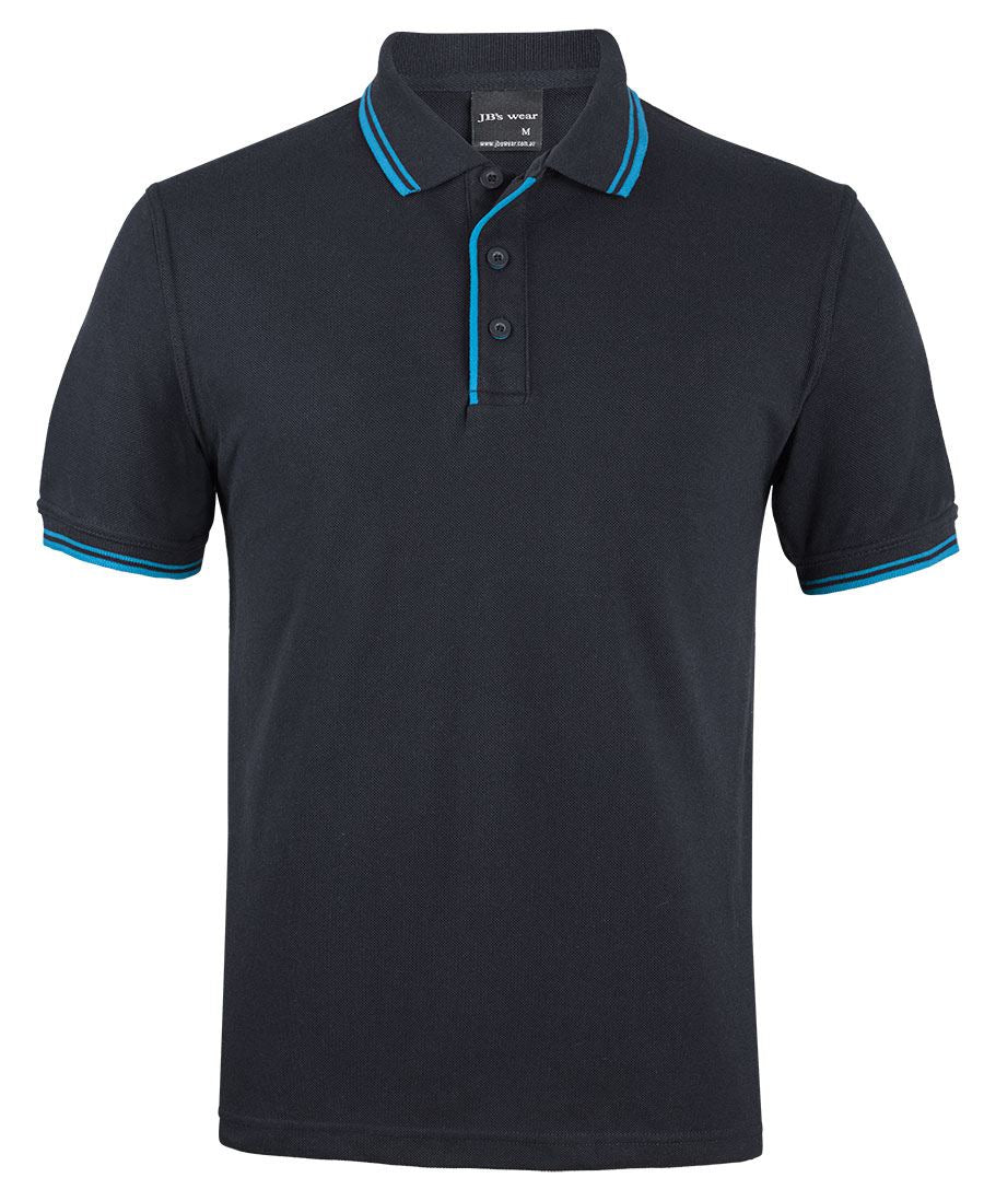 JB's Contrast Polo - Black/Aqua - Front