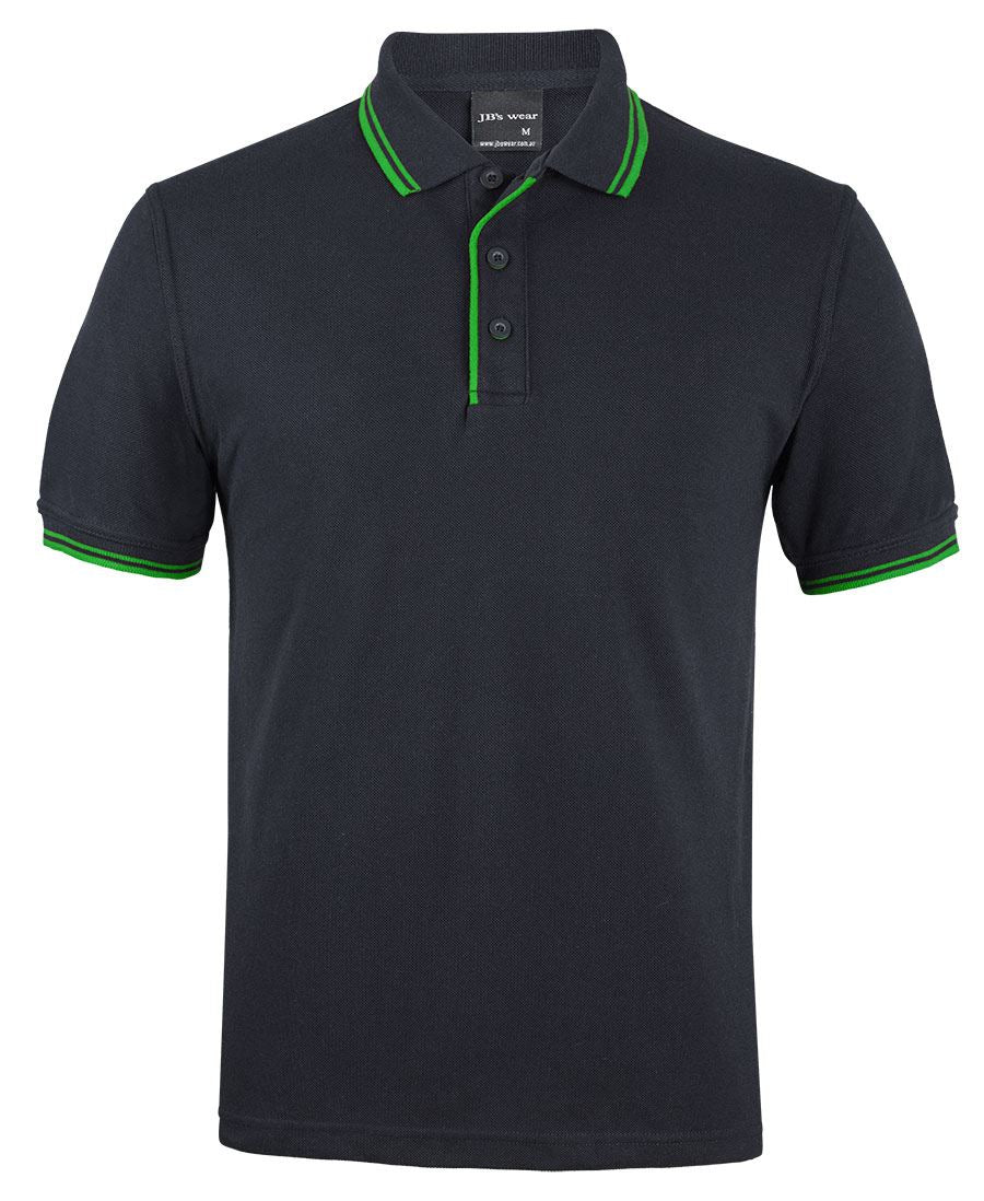 JB's Contrast Polo - Black/Pea Green - Front