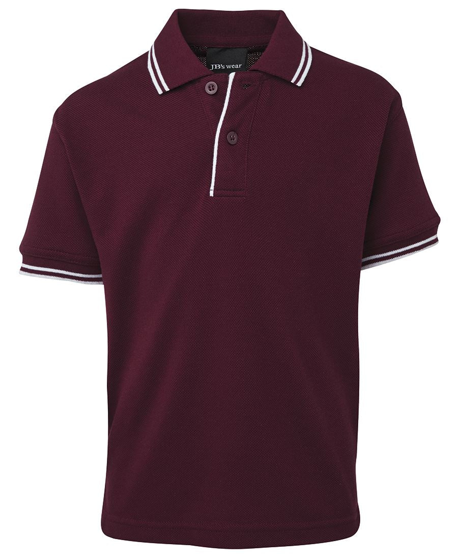 JB's Kids Contrast Polo - Maroon/White - Front
