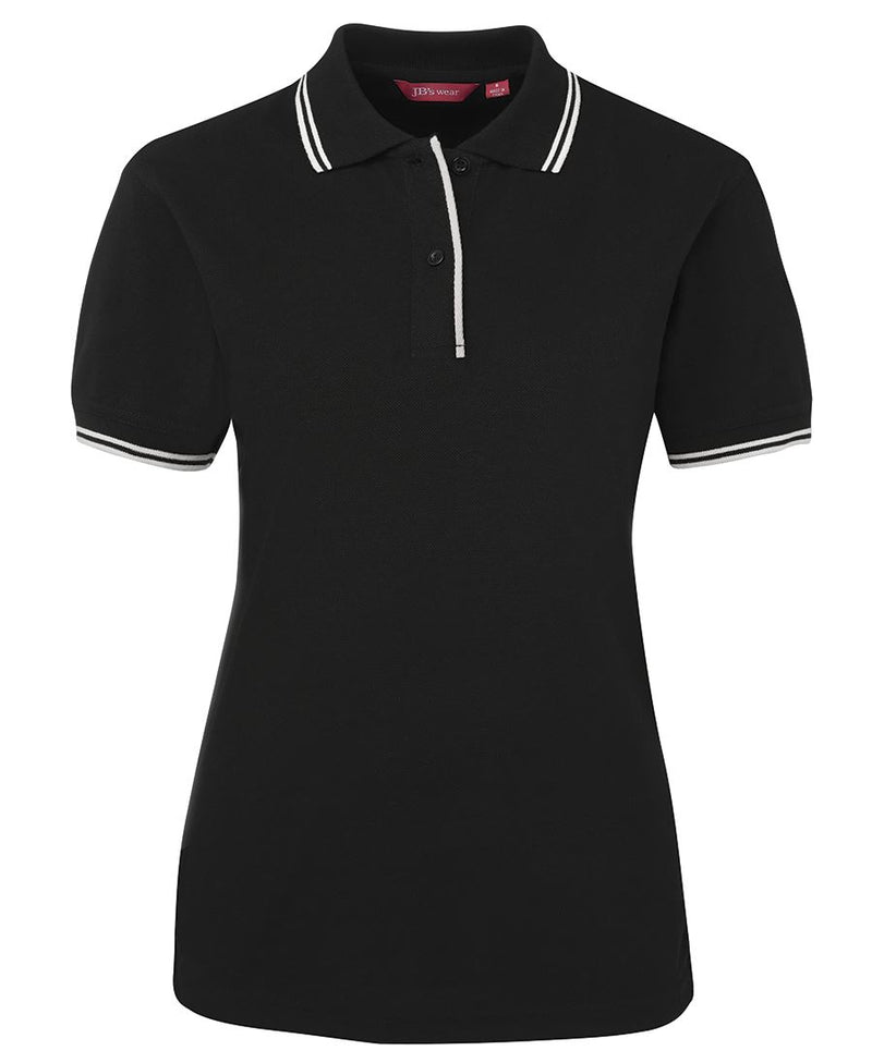 JB's Ladies Contrast Polo - Black/White - Front