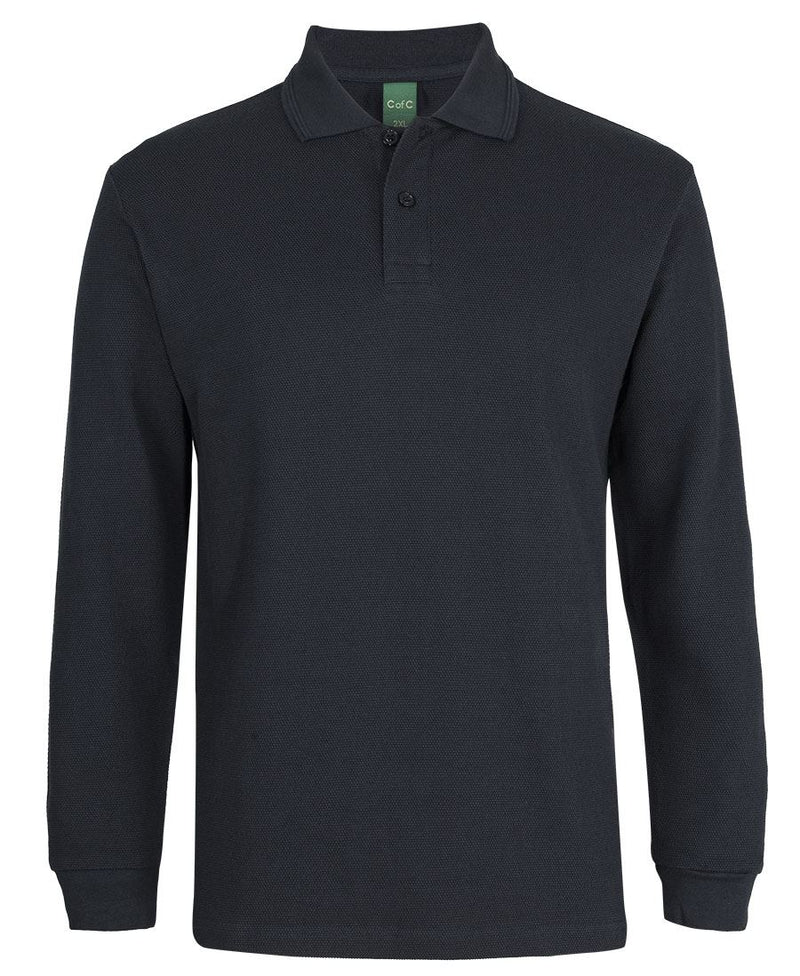 C of C L/S 320G POPCORN COTTON POLO - Black