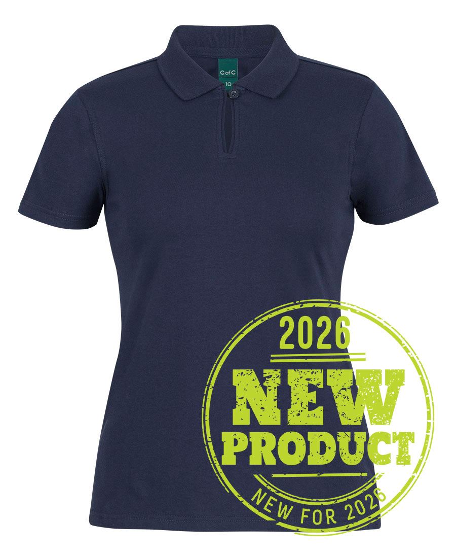 C of C LADIES COTTON S/S STRETCH POLO - Navy
