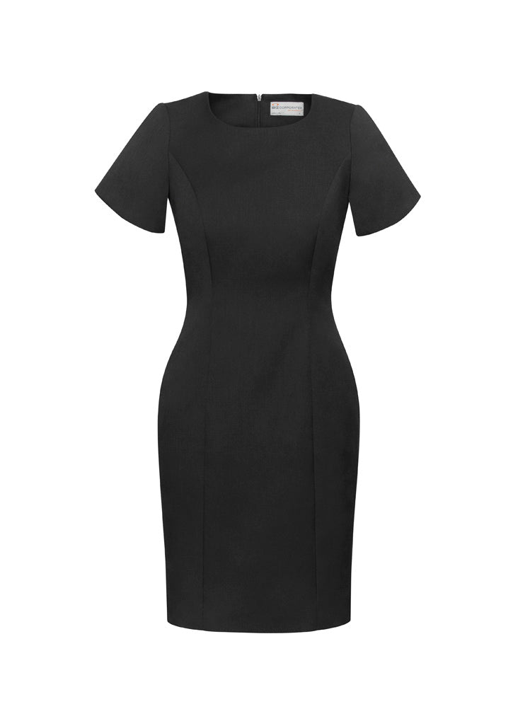 Cool Stretch Womens Short Sleeve Shift Dress - Charcoal - Front