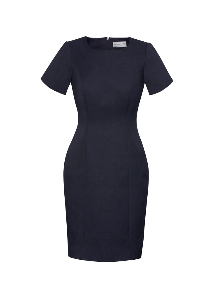 Cool Stretch Womens Short Sleeve Shift Dress - Navy - Front