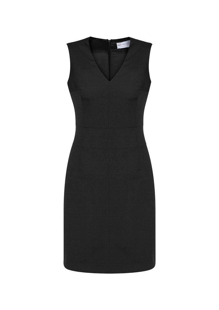 Cool Stretch Womens Sleeveless V-Neck Dress - Black - Front