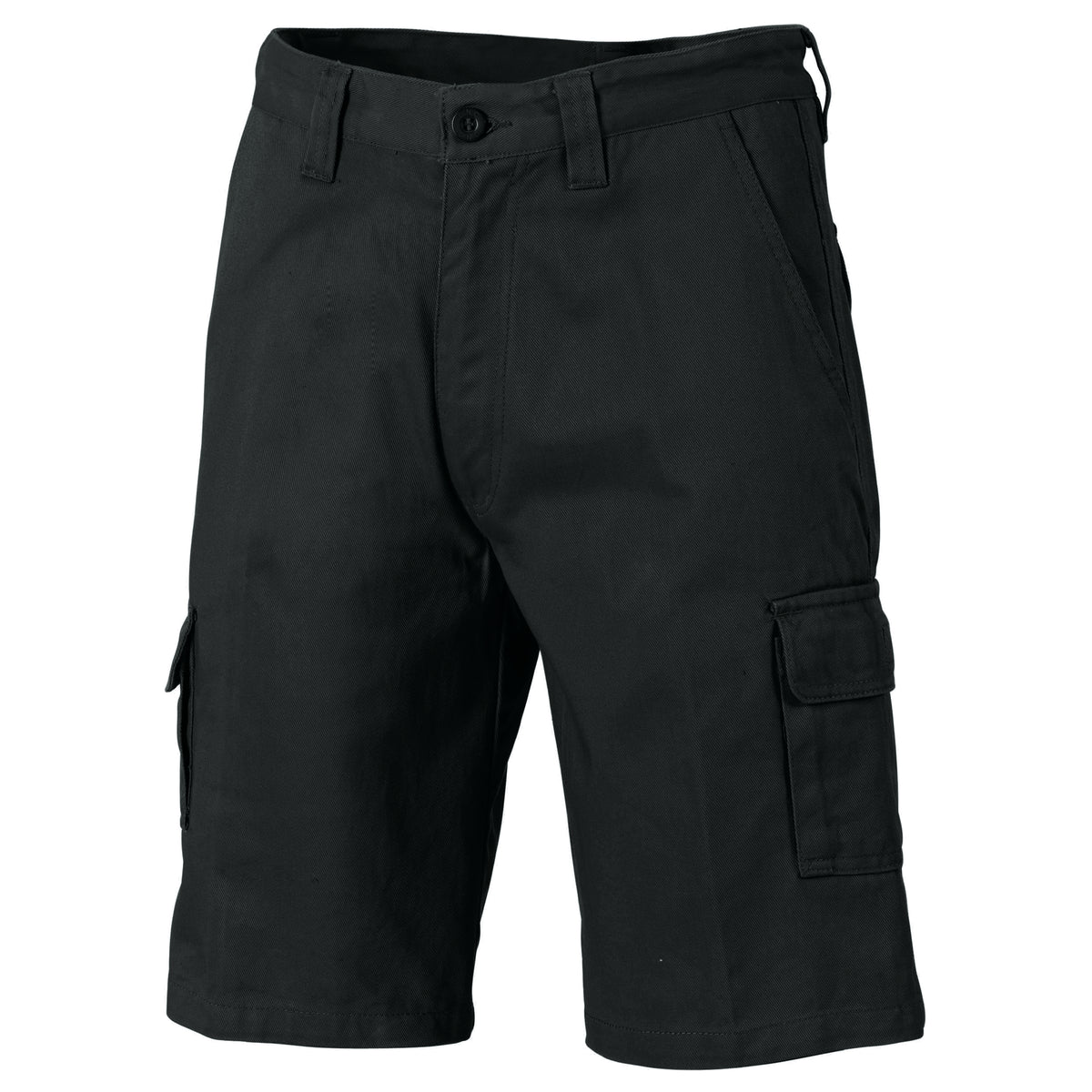 Cotton Drill Cargo Shorts - Black