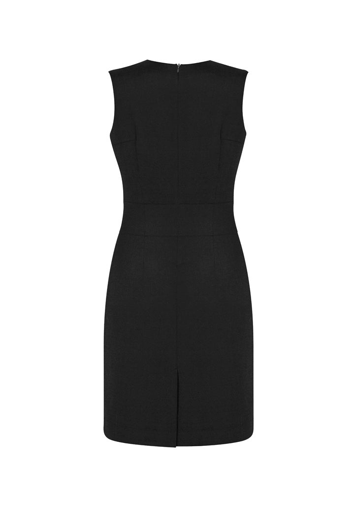 Comfort Wool Stretch Womens Sleeveless V-Neck Dress - Black - Back