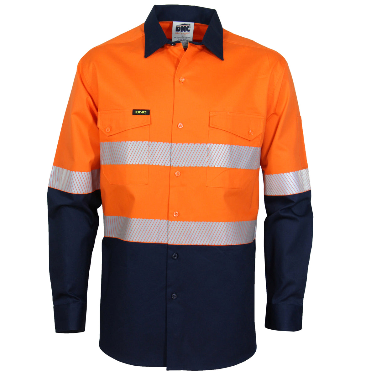 HiVis Two Tone Segmented Tape Coolight Shirt - Orange/Navy