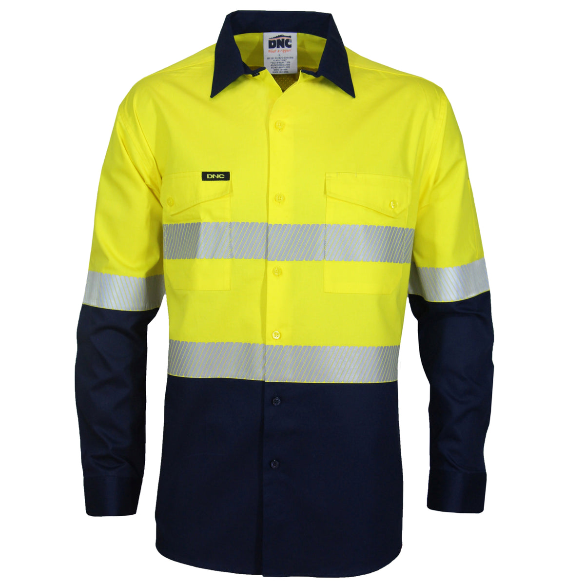 HiVis Two Tone Segmented Tape Coolight Shirt - Yellow/Navy