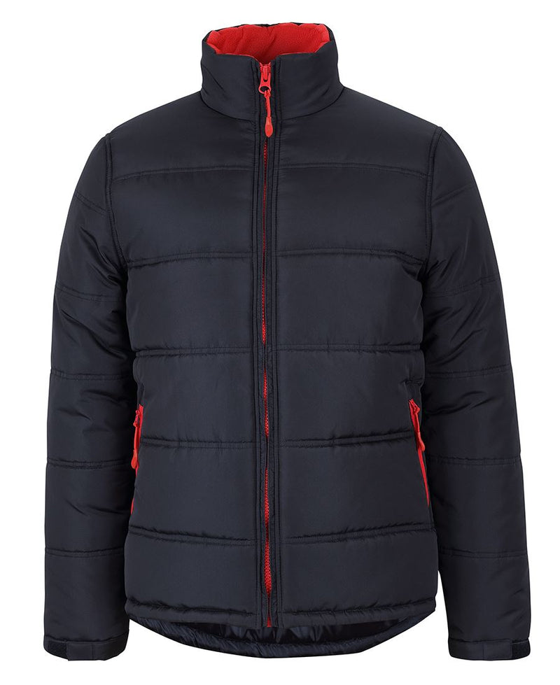 JB's Puffer Contrast Jacket - Black/Red - Front